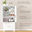50.4" H Bathroom Storage Cabinet, Modern Floor Cabinet with Adjustable Shelf, Small Pantry with 2 Doors & Drawers, Storage Cabinet for Bathroom, Living Room, Kitchen, White KES007WCWG by CozyNest Decor