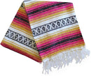Del Mex Classic Mexican Blanket, Large Authentic Woven Falsa Throw (70"x50"), Artisan Southwest Décor for Beach, Yoga, Outdoors (Gold/Fuchsia) by CozyNest Decor