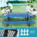 6 ft. Rectangular Outdoor Steel Picnic Table with Umbrella Pole, Heavy-Duty Weather-Resistant Dining Table for Patio, Backyard, and Garden, Rust-Resistant Finish, Blue by GreenHaven Gardens