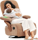 Nursery Swivel Glider Recliner Chair with Adjustable Armrests & Headrest, Rocking Chair Nursery with Removable Cover for Breastfeeding, FSC & Oeko-TEX Certified, Brown by TinyTreasures Baby Boutique