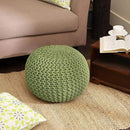 REDEARTH Round Pouf Foot Stool Ottoman - Cotton Knitted Cord Boho Pouffe - Cable Poof Filled Footrest Stuffed for Living Room - Nursery - Bedroom - Patio - Lounge (19.5"x19.5"x14") - Kiwi by CozyNest Decor