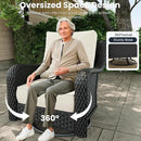 9 Pieces Outdoor Patio Furniture Sets with Rocking Swivel Chairs with 6-inch Thick Cushion and Side Table for Deck Lawn