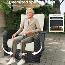 3 Pieces Outdoor Patio Furniture Sets with Rocking Swivel Chairs with 6-inch Thick Cushion and Side Table for Deck Lawn by GreenHaven Gardens