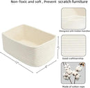 Small Woven Storage Baskets 12“X8”X5“ Decorative Rope Bins for Organizing Shelves, Closets, and Toys, Empty Gift Baskets, Cute Organizer Basket for Home and Office (white, regular) by CozyNest Decor