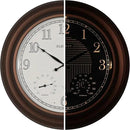 CLXEAST 24 Inch Illuminated in/Outdoor Lighted Atomic Analog Wall Clock with Thermometer & Hygrometer, Oversized Large Waterproof Wall Clocks for Living Room Decor,Bronze Finish by CozyNest Decor