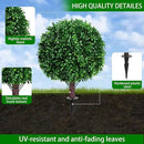 Artificial Boxwood Topiary Ball Tree Set of 2, UV Resistant Artificial Outdoor Shrubs with Spike, Decorative Evergreen Fake Topiary Bushes Plant for Front Porch Garden by GreenHaven Gardens