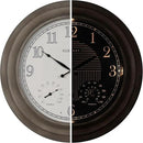CLXEAST 24 Inch Self-Illuminated in/Outdoor Atomic Wall Clock with Temperature and Humidity, Oversized Large 24 Inch Wall Clocks for Living Room Decor, Brushed Grey Oak Wooden Finish by CozyNest Decor