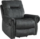 EBELLO Electric Power Recliner Chair with Massage and Heat, Soft Fabric Massage Recliner for Adults, Overstuffed Single Reclining Sofa, Vintage Rivet Mid-Century Design for Living Room, Grey by CozyNest Decor