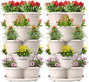 VIVOSUN 2-Pack 5 Tier Vertical Gardening Stackable Planter for Strawberries, Flowers, Herbs, Vegetables, Ivory by GreenHaven Gardens