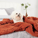 Amélie Home Chunky Knit Throw Blanket for Couch, Soft Chenille Crochet Blanket for Sofa, 50"x60", Burnt Orange by CozyNest Decor