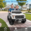 24V Ride on Car Licensed Ford F-150 Raptor, Kids Electric Car with Remote Control, LED Light/Music/MP3, Truck Bed Storage, 3-Point Seat Belt (24V, White) by TinyTreasures Baby Boutique