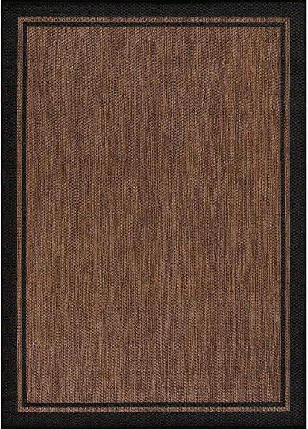 CAMILSON Indoor Outdoor Rug, 6x9 Bordered Nut Brown Black Modern Area Rugs for Indoor and Outdoor Patios, Kitchen and Hallway Mats, Washable Porch Deck Outside Carpet (Bordered Nut Brown Black, 6 x 9), photo 2 of 9