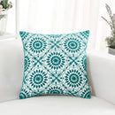 HWY 50 Teal Decorative Throw Pillow Covers 18x18 Inch (1 Piece), Embroidered Cotton Farmhouse Cushion Cover Pillow Case for Sofa Couch Living Room Bed, Little Sunflower by CozyNest Decor