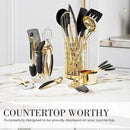 Black and Gold Kitchen Utensils Set - 23-Piece Luxury Kitchen Accessories Includes Gold Measuring Cups, Spoons, Silicone Cooking Utensils and Tools for Baking, Cooking, and Stylish Kitchen Decor by CozyNest Decor