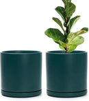 D'vine Dev Set of 2 Plants Pots, 8 Inch Ceramic Planter Pot for Plants with Drainage Hole and Saucer, Teal, 94-V-D-9 by GreenHaven Gardens