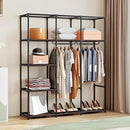 SORCEDAS Portable Wardrobe Closet Storage Organizer Metal Hanging Rack Non-Woven Fabric (Coffee, 51 Inch) by CozyNest Decor
