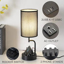 Dreamholder Table Lamp with 3 USB Charging Ports, Modern Desk Lamp with AC Outlet and Phone Stands, Perfect Bedside Lamp for Bedroom, Living Room, Office (Pack of 2), Black by CozyNest Decor