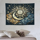 HZOHNAGO Sun Moon Tapestry Boho Golden Stars Pattern Printed Wall Tapestry Wall Hanging for Bedroom Living Room Dorm 40" W x 30" H by CozyNest Decor