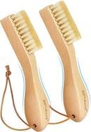 BFWood 2PCS Laundry Stain Brush - Natural Soft Boar Bristles, Removes Tough Stains from Delicate Fabrics Like Knits, Cotton, and Linens, Gentle on Fabrics, No Damage by CozyNest Decor