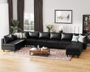 Oversized 172.5" Faux Leather Modular Sectional Sofa, Modern Large 10 Seater U Shaped Couch with Storage Seat with Reversible Chaise Deep Seat for Living Room DIY Combination - Black by CozyNest Decor
