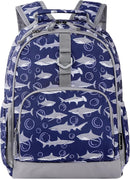Choco Mocha Shark Backpack for Boys, Elementary School Backpack for Boys Ages 6-8 Kids Kindergarten Backpack Bookbag 17 Inch with Chest Strap, Blue by TinyTreasures Baby Boutique