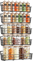 5 Pack Spice Rack Seasoning Organizer Wall Mount, Screw or Adhesive Hanging Shelf Basket Spice Organizer Shelf for Kitchen, Black by CozyNest Decor