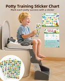 3-in-1 Potty Training Toilet, Toddler Toilet Seat with Step Stool, Foldable Potty Ladder with Potty Chart, PU Cushion, Splash Guard, Anti-Slip Steps & Urinal for Boys & Girls, Grey by TinyTreasures Baby Boutique