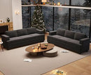2 Piece Set Comfy Sofa Couch, 2 3-Seater Sofa with Deep Seats, Modern Sleeper Couch for Living Room, Dark Grey Chenille by CozyNest Decor