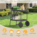 Outdoor Grill Cart Table with Extra-Large Wheel, 24" x 16" Removable Tray & Ergonomic Handle, Indoor and Outdoor Pizza Oven Table for Garden Patio BBQ Kitchen Food Prep Cart for Party by CozyNest Decor