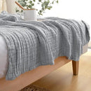 EMME Cooling Throw Blanket for Hot Flashes Muslin Throw Blanket 100% Cotton Throws Gauze All Season Soft Lightweight Breathable (Light Grey, 60"x80") by CozyNest Decor