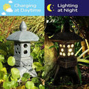 Pagoda Lantern Garden Statue with Solar Lotus Lights, Large Resin Japanese Temple Pagoda Lamp Asian Zen Outdoor Yard Decor for Landscape Patio Porch Lawn Decorations, Christmas Ornament Gift by GreenHaven Gardens