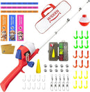 Kids Fishing Pole, Telescopic Fishing Rod, Toddler Collapsible Fishing Rod and Reel Combo with Tackle Box, Fishing Line, Bobber, and Soft Lures for Boy, Girl, Youth, Beginner, Over 4 Years Old by TinyTreasures Baby Boutique