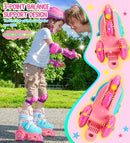 Adjustable Roller Skates for Kids Girls Ladies with Light Up Flash LED Wheels(Age 3-9),Three-Point Type Balance,Gift Box Packing for Toddlers,Children by TinyTreasures Baby Boutique