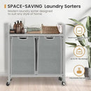 Laundry Hamper, Laundry Basket, Laundry Sorter with 3 Removable Bags, Clothes Basket with 3 Compartments, Wheels, Shelf for Laundry Room Bathroom Bedroom (2 Bags-Gray) by CozyNest Decor