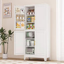 74.8" Tall Metal Food Cabinet, White Kitchen Pantry Cabinet, Storage Cabinets with 4 Door and 4 Adjustable Shelves, Steel Freestanding Cupboard for Kitchen Dining Room Living Room Bathroom by CozyNest Decor
