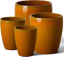 Emissary Bullet 18 in. Bright Orange Ceramic Round Planter (18 in. L x 18 in. W x 21 in. H) with Drainage Hole by CozyNest Decor