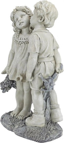 Young Sweethearts: Kissing Children Garden Statue by CozyNest Decor