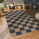 Lahome Checkered Easy Jute Indoor Outdoor Carpet, 3x5 Washable Rugs for Entryway Living Room Farmhouse Area Rug, Non Slip Blue Checkerboard Indoor Door Mat for Entry Patio Deck by CozyNest Decor