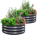 KING BIRD Raised Garden Bed Galvanized Round Planter Box Outdoor for Gardening, Plants, Vegetables, Flowers, Dark Grey, 24x24x12 in 2 Packs by GreenHaven Gardens
