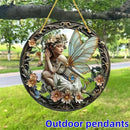 Flower Fairy Garden Decorations Angel Wing Christmas Halloween Deco Statue Art Elf Sculpture Hanging Craft for Outdoor Yard Courtyard Lawn Patio Window Acrylic Ornament Home Gift (A,L: 8*8 IN) by CozyNest Decor