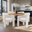 White Chenille Dining Chairs Set of 4, Modern Barrel Dining Room Chairs Upholstered Accent Chair with Arms and Round Back for Living Room Kitchen Armchair No Assembly Needed by CozyNest Decor