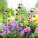 3 Pack Solar Garden Lights, Flower & Insect Metal Solar Stake Light, 23" H Outdoor Statues Figurine Lights for Garden Lawn Patio Yard Decoration