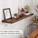 55 Inch Floating Shelves Set of 2, Rustic 55 x 9 Floating Shelf for Wall, 9 Inch Deep Wall Shelves Invisible Bracket, Large Deep Shelving for Bedroom, Kicten, Living Room, Rustic Brown Color by CozyNest Decor