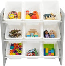 Humble Crew 9-Bin Toy Organizer – Inspire Grey with White Plastic Bins, 3-Tier Storage Solution for Kids' Playrooms and Nurseries by CozyNest Decor