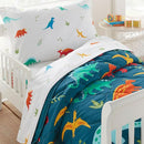 Wildkin Toddler Bed in a Bag – 4-Piece Microfiber Bedding Set with Comforter, Pillowcase & Sheets - Jurassic Dinosaurs by TinyTreasures Baby Boutique