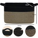 COMFY-HOMI Large Rectangular Blanket, Cotton Rope Woven for Storage, LaundryHamper, Storage,Toy Organizing Bin with Handle, Organizer and Storage-22x15x12-Black/Jute by TinyTreasures Baby Boutique