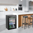 Beverage Refrigerator Cooler, 17 Inch 120 Cans Freestanding Mini Fridge with Glass Door, Adjustable Shelves and LED Light, Small Drink Fridge Counter-top Beer Fridge for Bedroom Office Bar by CozyNest Decor