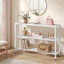 Hoctieon White Industrial Console Table, 3 Tier Entryway Tables, Hallway Desk, Narrow Sofa Tables with Shelves, Entrance Table for Entryway, Living Room, Foyer, Hallway, Office, White by CozyNest Decor