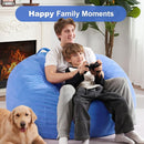 Homguava 3.5FT Bean Bag Chair: Teardrop Bean Bags with Memory Foam Filled, Compact Beanbag Chairs Soft Sofa with Corduroy Cover (Blue) by TinyTreasures Baby Boutique