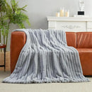 Amélie Home Faux Fur Throw Blanket for Couch, Cozy Fuzzy Fluffy Fur Luxurious Soft Striped Plush Gift Blankets for Family Sofa Chair Bed Living Room Bedroom, 60"x80", Light Grey by CozyNest Decor
